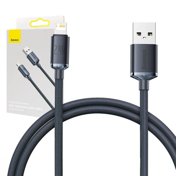 kabel usb do lightning baseus crystal shine, 2.4a, 1.2m (czarny) zdjęcie 6