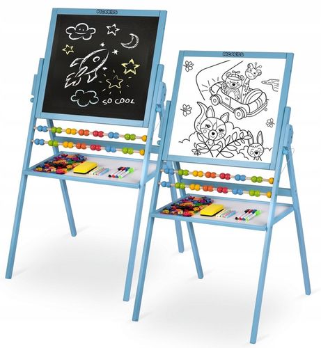 TABLICA DWUSTRONNA EDUKACYJNA DLA DZIECI MAGNETYCZNA KREDOWA + AKCESORIA na Arena.pl