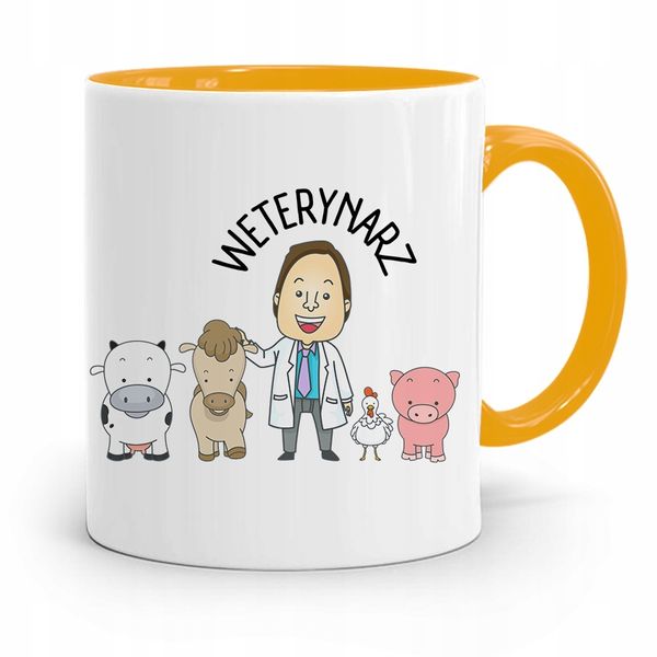 Kubek Żółty Weterynarza Weterynarz Prezent Z Nadrukiem Ze Zdjęciem zdjęcie 1
