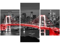 90X60CM OBRAZ DRUK TOKYO MOST TĘCZOWY CZERWIENI TRZY OBRAZY