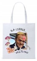 Donald Tusk Platforma Torba Eco Biała Shopper Z Nadrukiem Ze Zdjęciem