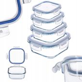 4x KADAX Zestaw Pojemników Na Żywność Szklane Pokrywką Kwadratowe