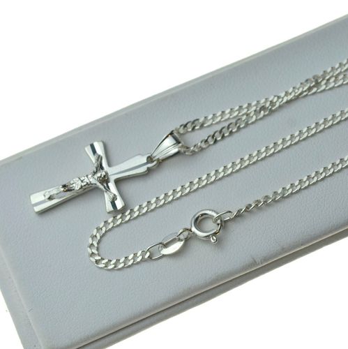 ŁAŃCUSZEK SREBRNY Z KRZYŻYKIEM 925 50CM Komplet DLA CHŁOPCA KOMUNIA na Arena.pl