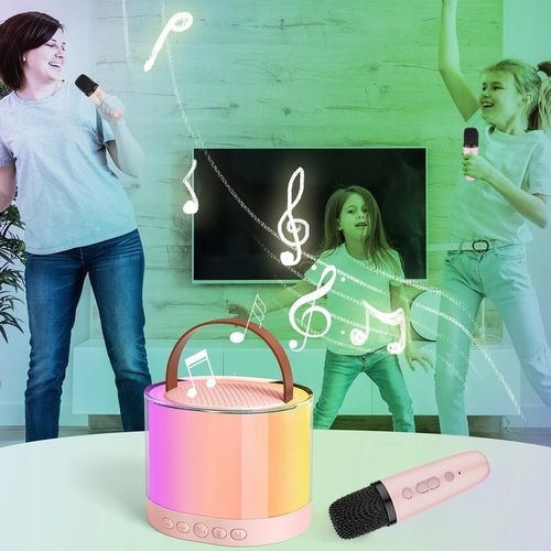 GŁOŚNIK DO KARAOKE RGB BLUETOOTH 2 MIKROFONY ZESTAW na Arena.pl