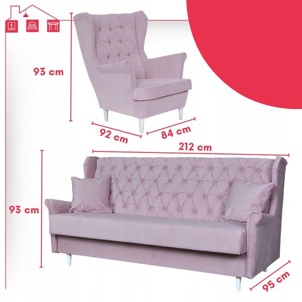 Zestaw wypoczynkowy do salonu z funkcją spania Gaja FIOLETOWY Family Meble zdjęcie 12