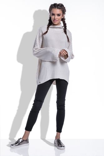 Sweter oversize F423 Beżowy UNI na Arena.pl