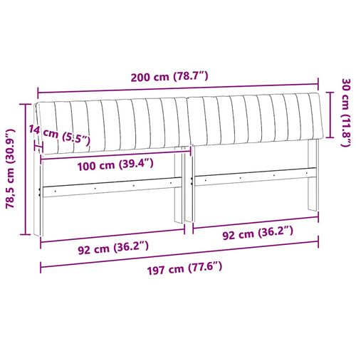 Tapicerowane wezgłowie Ciemnoszary 200 cm Lite drewno sosnowe na Arena.pl