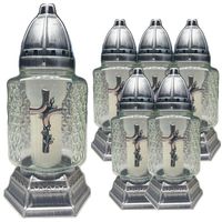 Znicz Lampion Krzyż Opleciony Różą Srebrny/Złoty 6 Sztuk