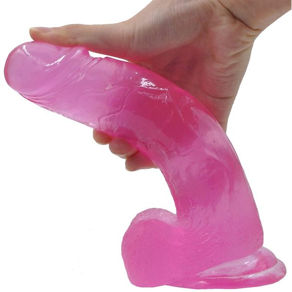8"" Jelly Studs Crystal Dildo Large Pink zdjęcie 6