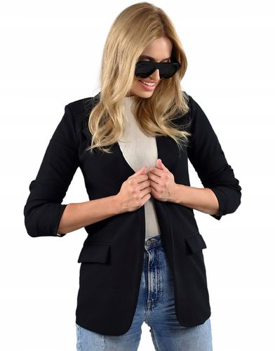 Czarna MARYNARKA damska Żakiet kobiecy Elegancki Plus Size dłuższy 6XL/52 na Arena.pl