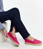Ciemnoróżowe koronkowe espadryle na platformie Samra 37