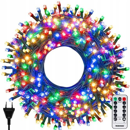 LAMPKI CHOINKOWE ŚWIĄTECZNE ZEWNĘTRZNE WEWNĘTRZNE IP44 MULTIKOLOR 500 LED na Arena.pl