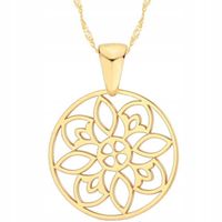 Złoty wisiorek 333 zawieszka MANDALA na prezent