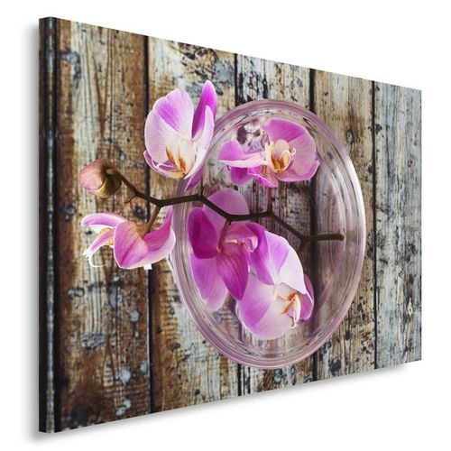 Obraz na płótnie - Canvas, Orchidea na tle desek 40x30 na Arena.pl