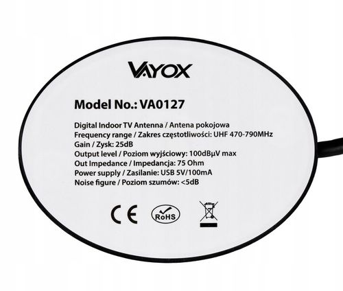 ANTENA POKOJOWA DVB-T2 DO TV NAZIEMNEJ DOOKÓLNA AKTYWNA MAGNES USB 4K VAYOX na Arena.pl