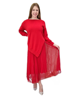 Komplet Sukienki i Sweterka Lila Czerwony UNI