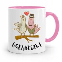 Kubek Różowy Na Walentynki Gołąbeczki Z Nadrukiem Ze Zdjęciem