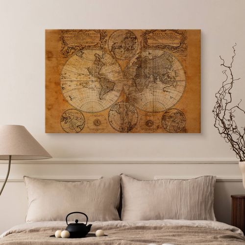 Obraz na Płótnie Stara Mapa Świata Vintage Do Salonu Biura 70cm x 50cm na Arena.pl