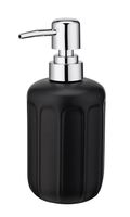 Dozownik do mydła z pompką LINO ceramiczny czarny matowy tłoczony ryflowany