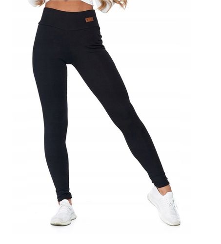 Legginsy z Wysokim Stanem Kryjące Czarne Klasyczne Getry Modne MORAJ na Arena.pl