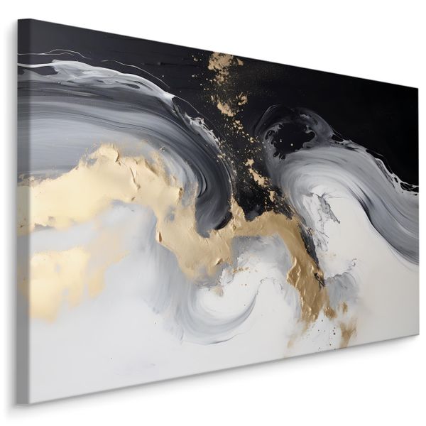 Obraz Ścienny Czarno-Biały MARMUR Nowoczesna Abstrakcja 30cm x 20cm zdjęcie 1