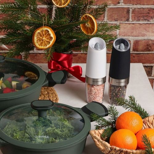 Zestaw 2x MŁYNEK ELEKTRYCZNY PIEPRZU i SOLI biały i czarny Konighoffer Luca na Arena.pl