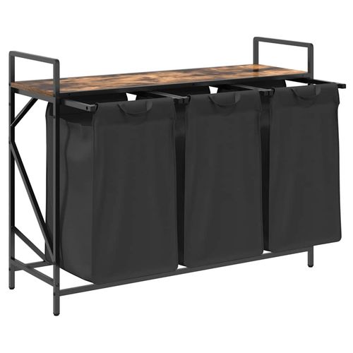 Kosz na pranie 3 przegrody z półką, przydymiony dąb na Arena.pl