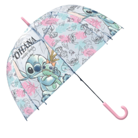 Parasolka dziecięca Stitch – przezroczysta, różowa rączka, pastelowe wzory