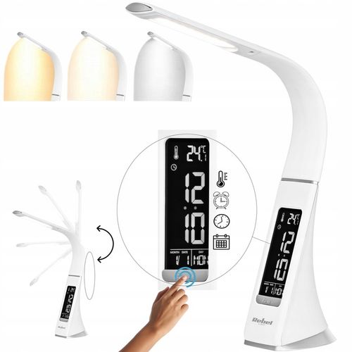 Lampka na biurko biurkowa LED nocna regulacja budzik LCD 7W USB Rebel na Arena.pl