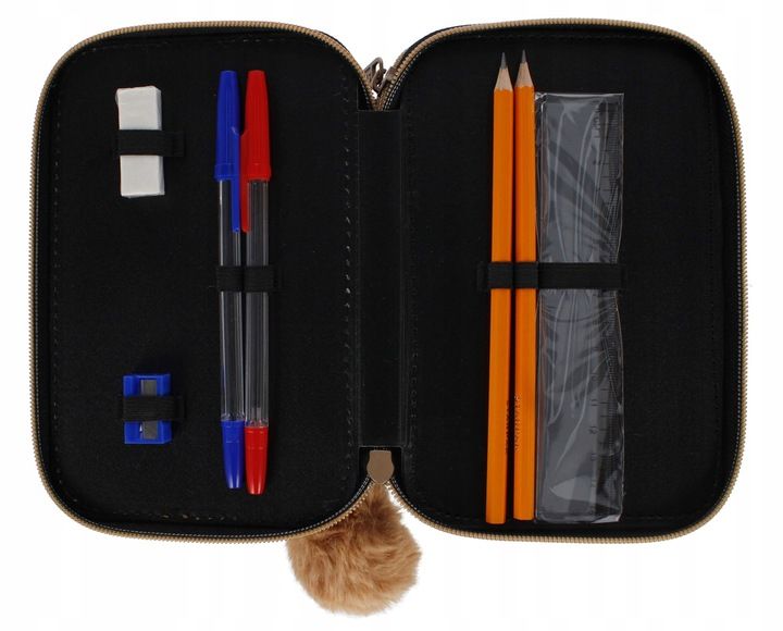 PIÓRNIK TRZYKOMOROWY Z WYPOSAŻENIEM DLA DZIEWCZYNKI ZŁOTY KOTEK JEDNOROŻEC zdjęcie 3