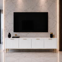Ryflowana szafka RTV złota Livino Glamour Premium 200x40x55
