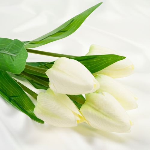 Tulipan Bukiet Tulipanów Piękny Jak Żywy Tulipany Kwiaty Białe Ecru X5 na Arena.pl