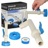 Zawór PP MAUZERA 25mm 3/4 90° Kran Zbiornika 1000L Beczki IBC ZŁĄCZE