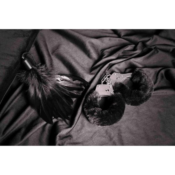 Furry Metal Hand Cuffs - Black zdjęcie 10