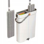 Mop Płaski Wąskie Wiadro Slim TSG-610 Dwukomorowe Z Wyciskaczem Wkład 40 Cm