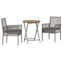 Zestaw Bistro Ogrodowego 3 pcs Szary Polirattan