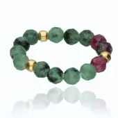 PIERŚCIONEK NA GUMCE KAMIEŃ NATURALNY EPIDOT ODPORNOŚĆ REKONWALESCENCJA