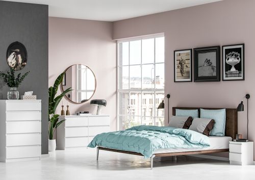 Komoda Szafka 5 Szuflad Do Sypialni Pari 70 x 40 x 112 CM Biały Mat na Arena.pl