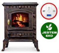 Polski Piec ATENA żeliwny KOZA KOMINEK 66 x 46 x 34 cm ZŁOTO-MIEDZIANY