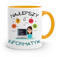 Kubek Żółty Informatyka Programisty Najlepszy Inf Z Nadrukiem Ze Zdjęciem