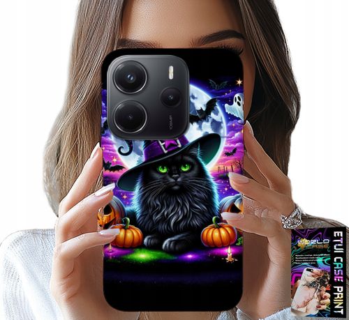 ETUI DO XIAOMI NOTE 14 4G - CZARNY KOTEK HALLOWEEN SALEM DYNIA WZORY na Arena.pl