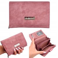 PORTFEL damski mały skórzany prezent różowy Jennifer Jones pojemny eko