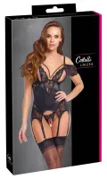 cottelli lingerie basque pearls s - czarny komplet z perłowymi łańcuszkami