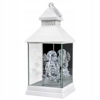 ZNICZ LAMPION biały z aniołkiem na mały grobek dla dziecka z grawerem