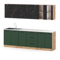 Kuchnia Modułowa Z Blatem Pojemna 2.6m Wotan San Sebastian Butelkowa Zieleń