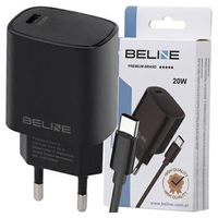 beline ład. siec. 1x usb-c 20w + kabelusb-c czarna /black pd 3.0