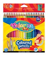 kredki ołówkowe trójkątne 24 kolory + temperówka colorino