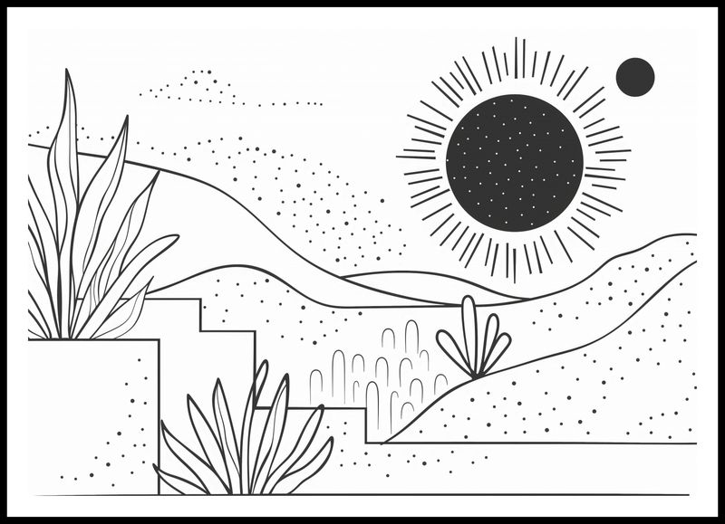 Plakat 100x70cm Linearny Pejzaż zdjęcie 3