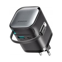 Ładowarka sieciowa GaN 65W USB-A USB-C z wbudowanym kablem USB-C - czarna