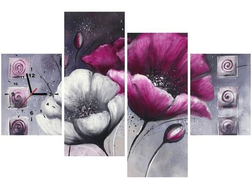 120CM 80CM ZEGAR 4 ELEM MALOWANE MAKI OBRAZ ŚCIENNY na Arena.pl